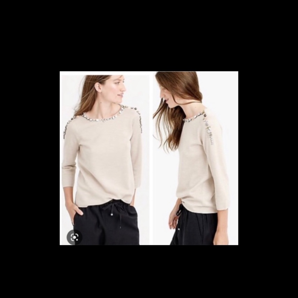 JCrew jeweled wool crewneck